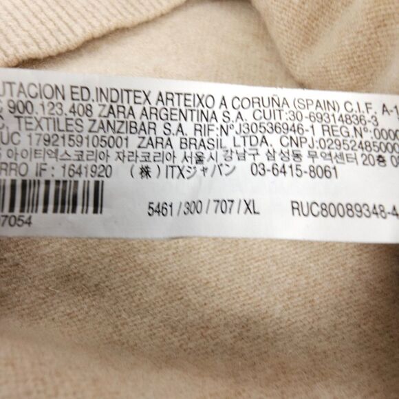 ZARA MAN Wool Crew Neck Pullover Sweater Beige Old Money Quiet Luxury Minimal XL - Picture 7 of 7